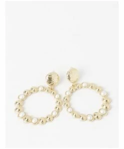 Basque Pearl Beaded Ivory/Gold Circle Drop Earring