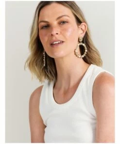 Basque Pearl Beaded Ivory/Gold Circle Drop Earring -RAY-BAN Online Store 860226580 4 720x928