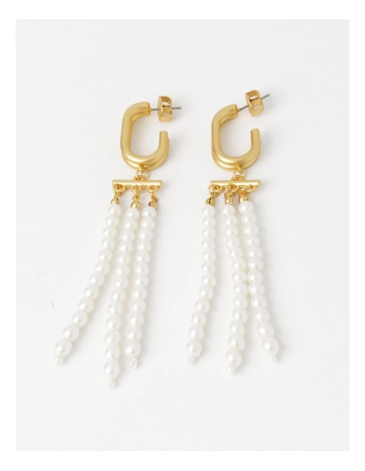 Basque Pearl Ball Ivory/Gold Drop Earring 1 Basque Pearl Ball Ivory/Gold Drop Earring