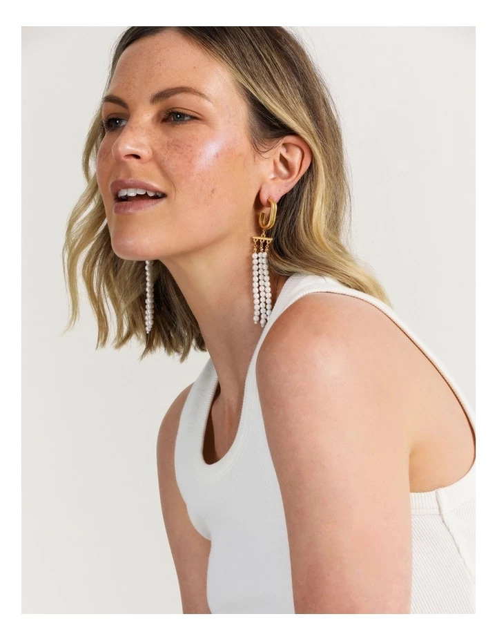 Basque Pearl Ball Ivory/Gold Drop Earring 3 Basque Pearl Ball Ivory/Gold Drop Earring - Image 3