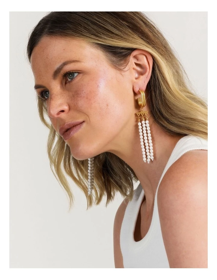 Basque Pearl Ball Ivory/Gold Drop Earring 4 Basque Pearl Ball Ivory/Gold Drop Earring - Image 4