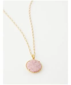 Basque Lattice Pink/Gold Pendant Necklace