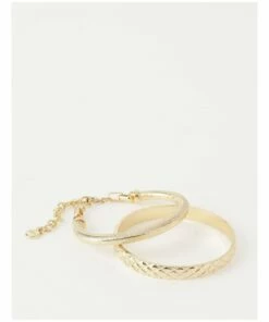 Basque Gold Cuff & Bangle 2 Pack