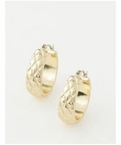 Basque Diamond Etched Gold Hoop Earring