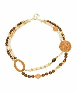 David Lawrence Layered Mixed Raffia Natural Necklace