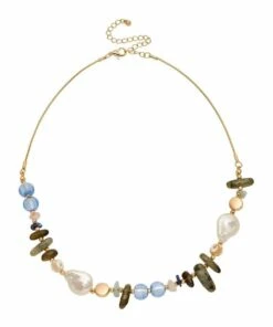 David Lawrence Stone & Pearl Blue Feature Necklace
