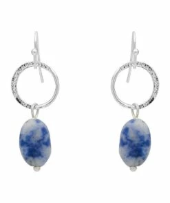 David Lawrence Blue Stone Drop Circle Earring