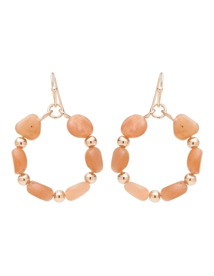 David Lawrence Mixed Stone Drop Hoop Pink Earring 1 David Lawrence Mixed Stone Drop Hoop Pink Earring