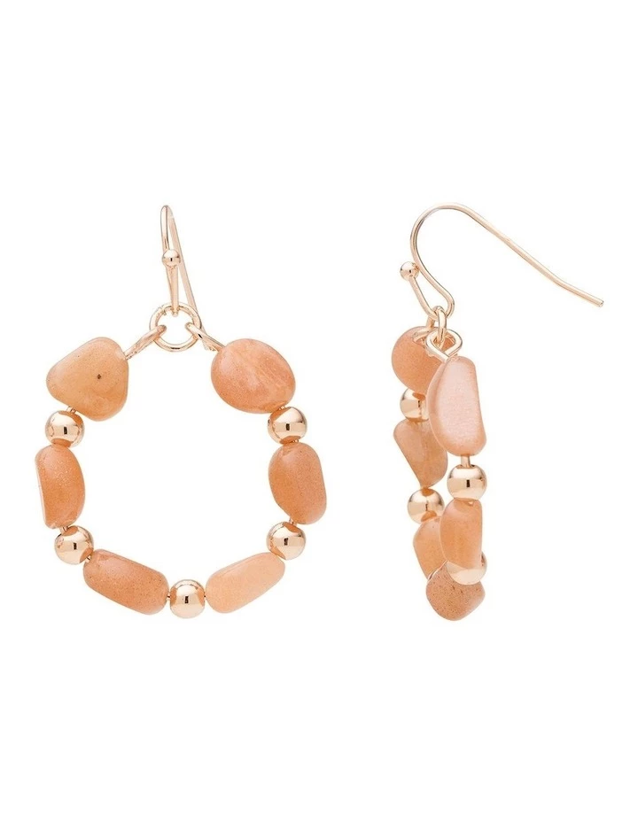 David Lawrence Mixed Stone Drop Hoop Pink Earring 2 David Lawrence Mixed Stone Drop Hoop Pink Earring - Image 2