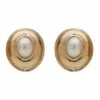 Barcs Pearl Button Vintage Ivory Clip On Earring