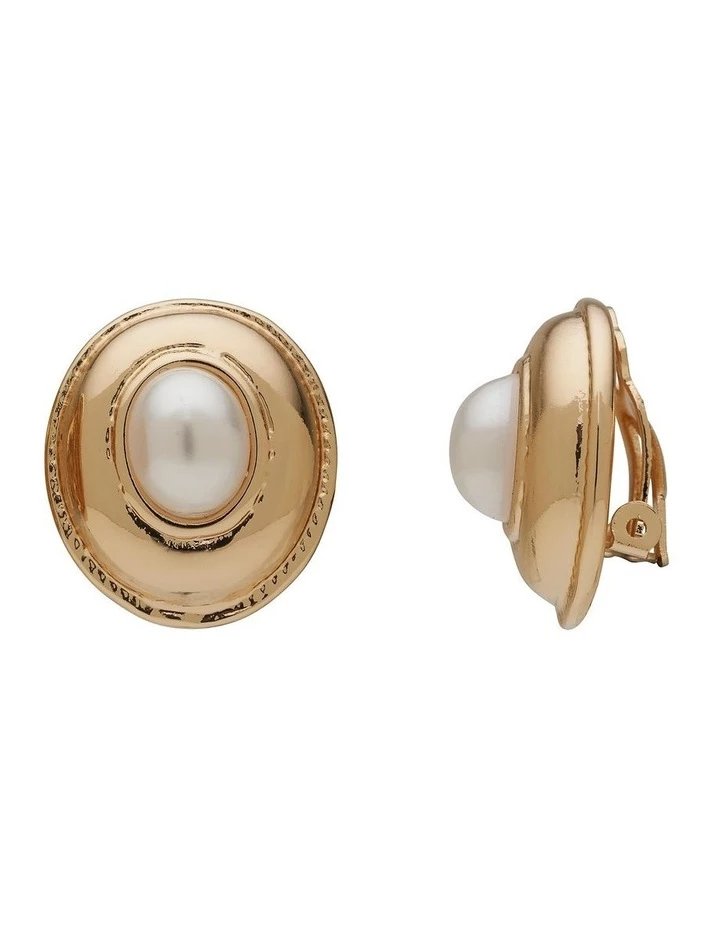 Barcs Pearl Button Vintage Ivory Clip On Earring 2 Barcs Pearl Button Vintage Ivory Clip On Earring - Image 2