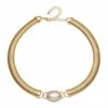 Barcs Pearl Feature Coil Collar Gold Necklace