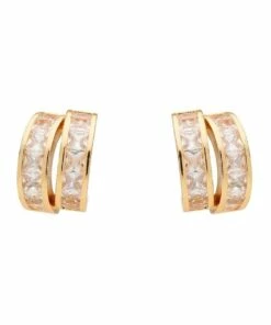 Barcs Duo Loop Gold Crystal Stud Earring