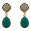 Barcs Clip On Two Tone Green Stone Drop Earring
