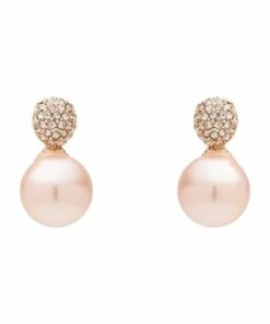 Barcs Pave & Pearl Pink Glass Drop Earring