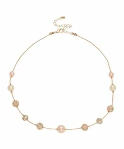 Barcs Pave & Pearl Pink Glass Necklace