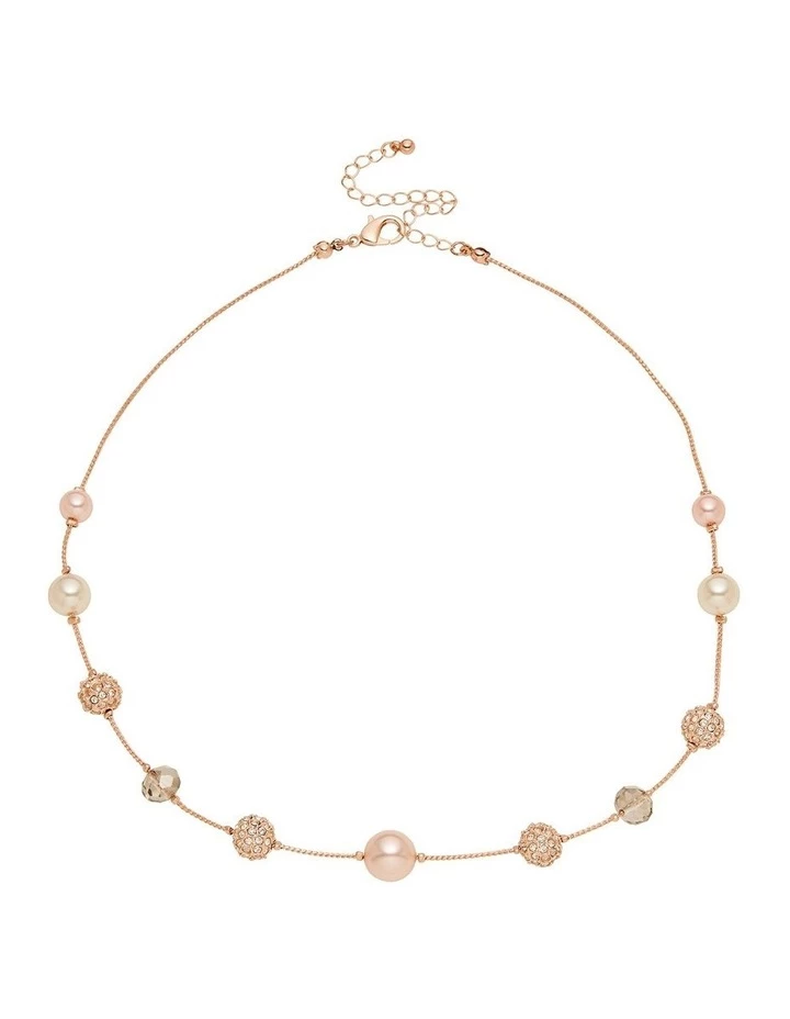 Barcs Pave & Pearl Pink Glass Necklace 1 Barcs Pave & Pearl Pink Glass Necklace
