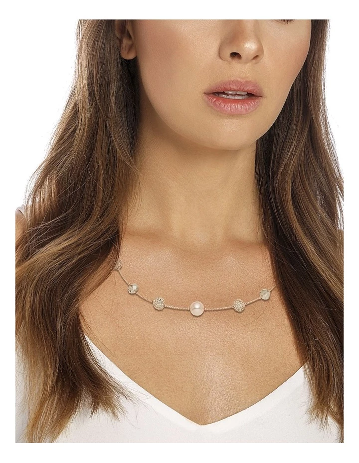 Barcs Pave & Pearl Pink Glass Necklace 3 Barcs Pave & Pearl Pink Glass Necklace - Image 3