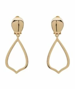 Barcs Modern Drop Clip On Gold Earring