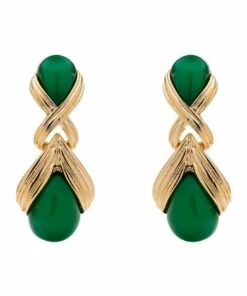 Barcs Deco Stone Drop Green Earring