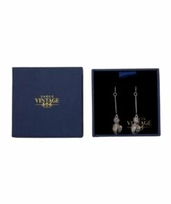 Barcs Vintage Leaf Purple Crystal Drop Earring