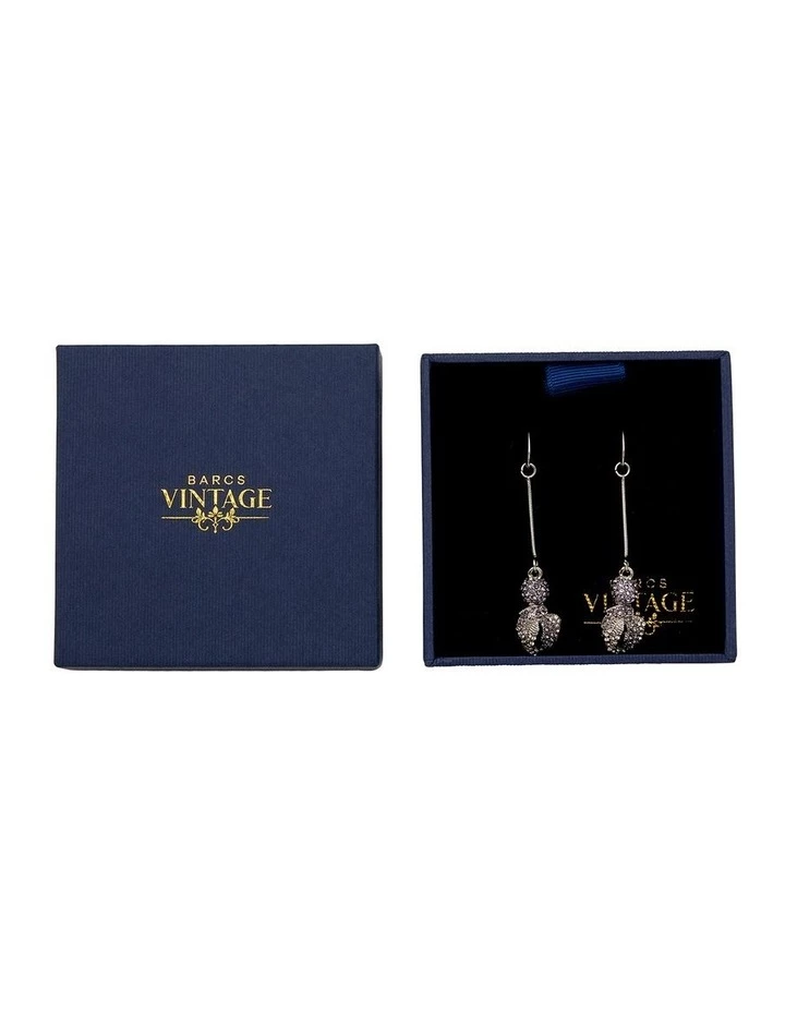 Barcs Vintage Leaf Purple Crystal Drop Earring 1 Barcs Vintage Leaf Purple Crystal Drop Earring