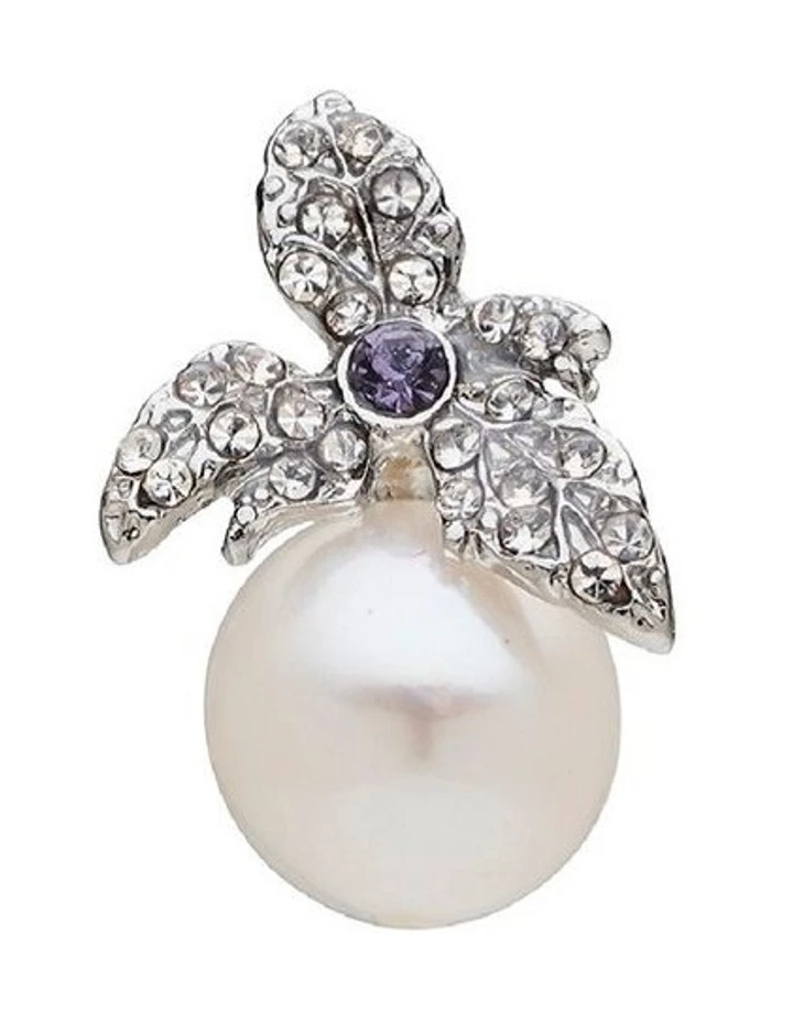 Barcs Vintage Leaf Freshwater Pearl Purple Stud Earring 4 Barcs Vintage Leaf Freshwater Pearl Purple Stud Earring - Image 4