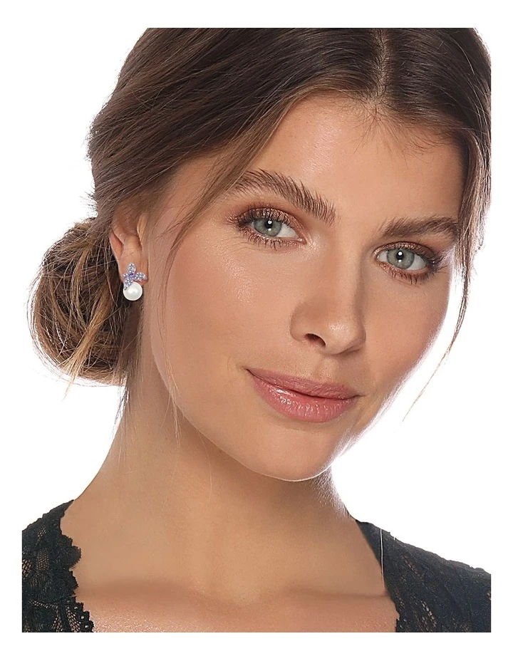 Barcs Vintage Leaf Freshwater Pearl Purple Stud Earring 6 Barcs Vintage Leaf Freshwater Pearl Purple Stud Earring - Image 6