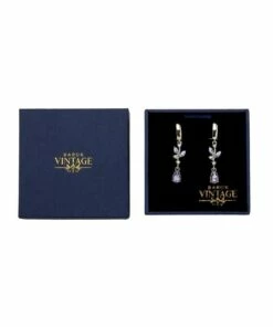 Barcs Vintage Leaf Purple Vine Drop Clip On Earring