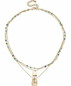 Marcs Bead & Charm Blue/Green Necklace