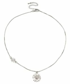 Marcs Dual Floral Silver Necklace