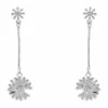 Marcs Dual Floral Silver Drop Earrings