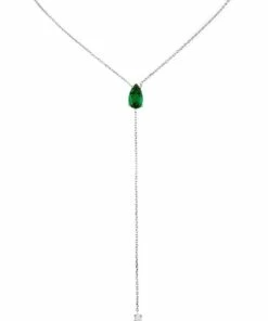 Sally Skoufis Pear Emerald Drop Necklace