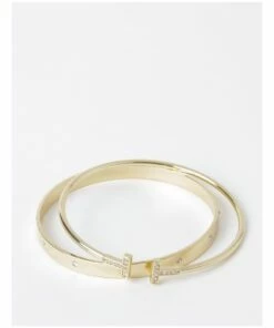 Piper Diamante Multi Gold Bangle Set
