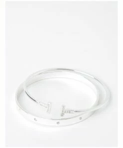 Piper Diamante Multi Silver Bangle Set