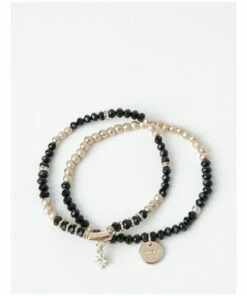 Piper Wish Stretch Rose Gold/Black Bracelet Set