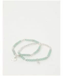 Piper Wish Stretch Silver/Mint Bracelet Set
