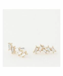 Wayne Cooper Abstract Baguette Gold Stud Earring