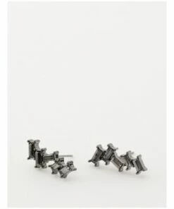 Wayne Cooper Abstract Baguette Dark Gunmetal Stud Earring