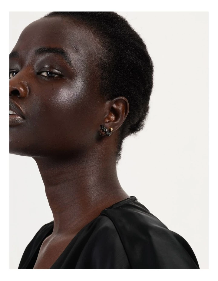 Wayne Cooper Abstract Baguette Dark Gunmetal Stud Earring 4 Wayne Cooper Abstract Baguette Dark Gunmetal Stud Earring - Image 4