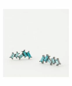 Wayne Cooper Abstract Baguette Blue Stud Earring
