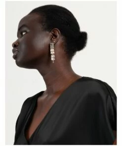 Wayne Cooper Tiered Baguette Gold/Clear Drop Earring -RAY-BAN Online Store 864269740 6 720x928