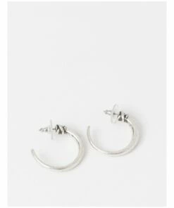 Wayne Cooper Metal Horn Oxidised Silver Hoop Earring