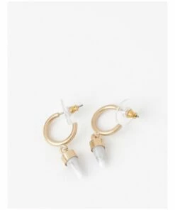 Wayne Cooper Horn Worn Gold Drop Hoop Earring