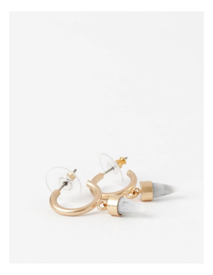 Wayne Cooper Horn Worn Gold Drop Hoop Earring 2 Wayne Cooper Horn Worn Gold Drop Hoop Earring - Image 2