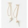 Wayne Cooper Long Chain Worn Gold Drop Earring