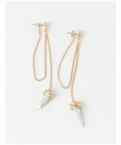 Wayne Cooper Long Chain Worn Gold Drop Earring