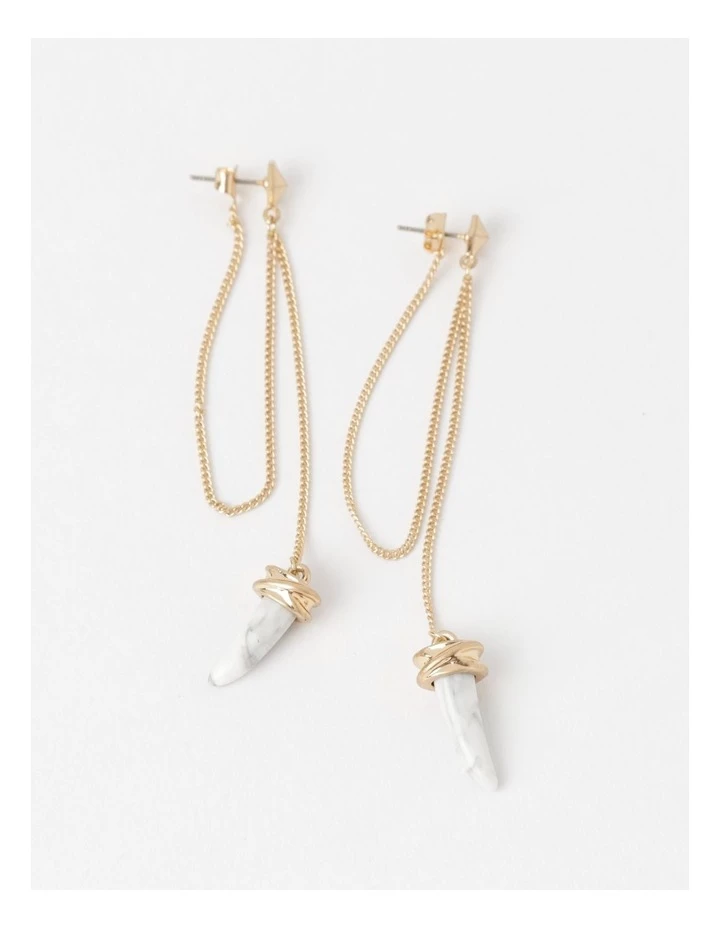 Wayne Cooper Long Chain Worn Gold Drop Earring 1 Wayne Cooper Long Chain Worn Gold Drop Earring