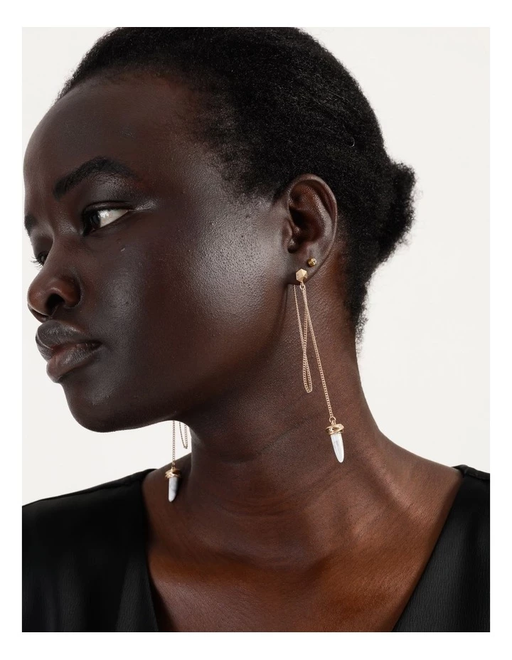 Wayne Cooper Long Chain Worn Gold Drop Earring 5 Wayne Cooper Long Chain Worn Gold Drop Earring - Image 5