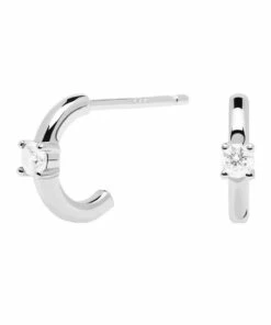 PDPAOLA White Solitary 925 Sterling Silver Earrings